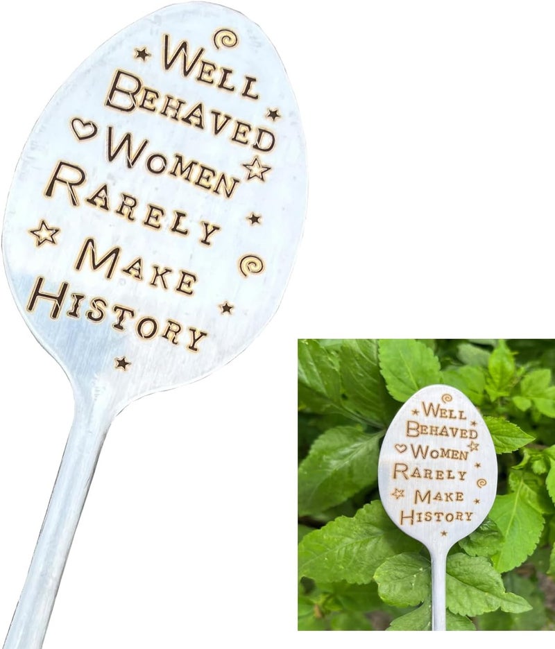 PLWalker Garden Plant Marker Friendship Gift for Women Gardeners, Plant Stake Label Sign Tag Gardening Gifts for Woman Plant Lovers, Metal Garden Decoration (Make History) - Image 1